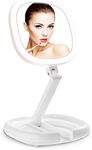 Lighted Makeup Mirror, 1x 8X Double Sided Magnifying Mirror, Vanity Mirror with Lights, Smart Design with Brightness & Angle & Height Adjustability, Folding Compact LED Mirror for Travel, Beautifive