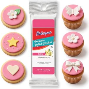 Bakerpan Premium Rolled Pink Fondant for Cake Decorating, Vanilla Flavor - 4.4 Ounces (Made in USA)