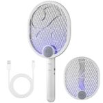 Florarich Bug Zapper Electric Swatter, 4000V Fly Zapper, Mosquito Killer Racket 3-Layer Fly Swatter Racket for Outdoor Use without Waving Hands for Kitchen, Home, Garden