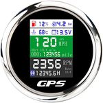 6-in-1 GPS Speedometer 85mm MAIMEIMI Multi-Functional Adjustable Tachometer Voltmeter Fuel Level Water Temp Oil Pressure with Alarm for Car Boat Marine 9-32V Black