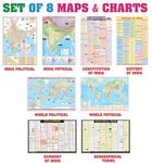 India & World Map ( Both Political & Physical ) with Constitution of India, Indian History, Indian Economy & Geographical Terms Chart | Set Of 8 | Useful for UPSC and other competitive exam preparation | by Hivex Publication