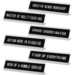 Coume 6 Pcs Chaos Coordinator Desk Signs Funny Office Signs Black Desk Plaque Novelty Desk Name Plates 10 x 2" Desk Nameplates for Women Men Boss Coworker Work Gift Home Desk Supply Accessories