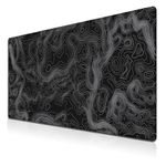 Samgula Computer Desk Pad Black and White, Mouse Pad for Men Desk Pad for Men Big Mouse Pad, Gaming Keyboard and Mouse Pad Non-Slip Rubber Base, 35.4 X 15.7 inch for Work/Game/Office Topographic Map