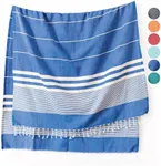 SUNSPUN LINENS Turkish Beach Towel, 39x63in Azure Blue