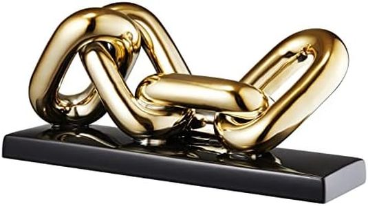 AURIM Modern Gold Chain Decor for Living Room - Home Coffee Table Sculpture - Modish Console, Shelves Art Pieces - Abstract Ceramic Decorations for House