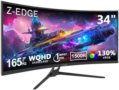Z-Edge 34 Inch Ultrawide Curved 3440x1440 UWQHD Gaming Monitor 165Hz(DP1.4×2) 100Hz(HDMI2.0×2) 1ms MPRT, 21:9 Curved Screen, 3000:1, 1500R VA Panel, Freesync, VESA 75 * 75mm (DP Cable Included)