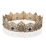 King Men Tiara Crown Imperial Medieval Headband Crystal Costumes For Birthday Party Halloween (Dark Gold With Black Stone)