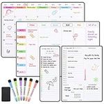 POPRUN Magnetic Calendar Whiteboard for Fridge,Family Weekly Planner, A3 Monthly Planner,Daily Meal Planner Board,To Do List,Dry Erase Fridge Calendar Board Kit Monday to Sunday with 6 Markers(4 Pack)