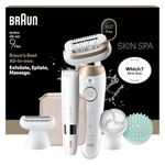 Braun Silk-épil 9 Flex SkinSpa, Epilator with 360° Flexible Head for Easy Hair Removal, Wet & Dry, Lasting Smooth Skin, All-in-One Kit, with Body Mini Shaver, SES9-481 3D, White/Gold