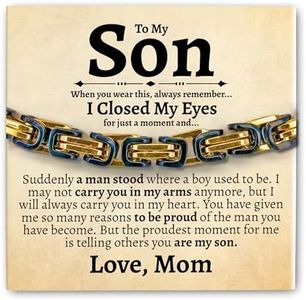 Love You This Much Sentimental Son Cuban Stainless Steel Bracelet, Son Gifts from Mom, Mother to Son Gifts, Gifts for Son Birthday, Unique Gifts for Son from Mother, One Size, Stainless Steel,