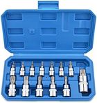 Gunpla 13 Pieces Torx Bit Socket Set T8 – T70 Chrome Vanadium Steel 1/4”, 3/8” and 1/2” Drive Heavy Duty Star Sockets Tools