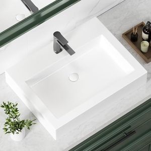 Rectangular Ceramic Vessel Sink 24"x18.3" White, Above-Counter No-Overflow