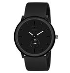 RUSTET Men's Black Dial Chronograph Quartz Silicone Strap Wrist Watch(CHRBLK) (BlackSilicone)