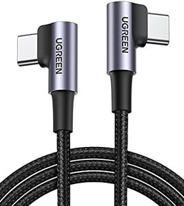 UGREEN USB C to USB C Charger Cable Right Angle Type C 60W PD Fast Charging Compatible with iPhone 16 Pro Max/15, Pixel 9 8 7, Galaxy S24 S23 Note 10, MacBook Air, iPad Pro 2024, Switch, 1M