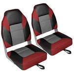 Leader Accessories A Pair of Deluxe High Back Folding Fishing Boat Seat (2 Seats) (Red/Charcoal/Black)