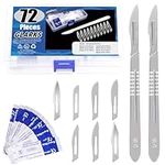 Glarks 72Pcs Surgical Blade with Handle Kit, 70pcs #20#21#22#23#24#18 Scalpels Surgical Sterile Blades with 2pcs #4 Scalpel Knife Handle Kit for Biology Lab Anatomy, Practicing Cutting, Sculpting