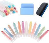 12Pcs Kids Dustless Chalk with Holder for Chalkboard Whiteboard Non-Toxic Colored Chalk with Magnetic Chalk Storage Holder and Blackboard Eraser Washable Drawing Chalk for Toddlers Children