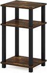 Furinno 3-Tier Turn-N-Tube End, Side Table, Nightstand, Engineered Wood, Amber Pine/Black, 1-Pack