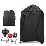 JTDEAL Kettle BBQ Cover Round Barbecue Cover Waterproof Heavy Duty BBQ Cover Windproof Grill Cover Outdoor BBQ Grill Cover with Drawstring and Storage Bag for Weber, Brinkmann,Char Broil (58x77cm)