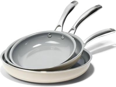 Kikcoin Ceramic Nonstick Frying Pan Skillets - 3 Sizes Omelette Pans for Healthly Cooking, 8+9.5+11 Inch Egg Pan with Stay Cool Handle, Free of PFAS PFOA PTEE, Oven/Dishwasher Safe for Busy Kitchen