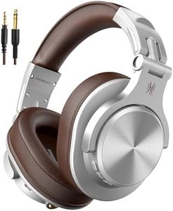 OneOdio A70 Bluetooth Over Ear Headphones, Wireless Headphones w/ 72H Playtime, Hi-Res, 3.5mm/6.35mm Wired Audio Jack for Studio Monitor & Mixing DJ E-Guitar AMP, Computer Laptop PC Tablet - Silver