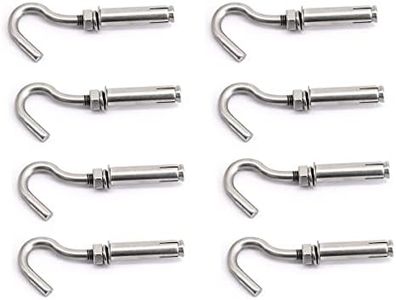 8X NUZAMAS M6 Expansion Screw Bolts Open Cup Hook 304 Stainless Steel Anchor Bolts with Open Hook Sleeve Screw for Wall Masonry Concrete Expansion Heavy Duty Bolts