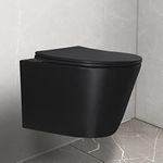 WinZo WZ5922B Wall Hung Toilet Bowl With Rimless Flush Modern Design Roud D Shaped Bowl in Matte black