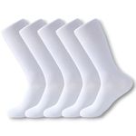 LEALDEALZ kids school socks for boys and girls,Calf Length soft cotton White uniform socks pack of 5