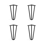 4 x Hairpin Legs from DT IRONCRAFT - 20cm 3 Rod / 10mm, Black - Sideboard, TV Stand, Bookcase and Cabinet Unit Legs with Floor Protector Feet & Screws