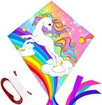 TOY Life Unicorn Kite for Kids Easy to Fly Large Kids Kite - Kites for Kids and Adults Easy to Fly Big Beach Kites for Kids Age 4-8-12 Idea Gift for Children Outdoor Game Activities Beach Trip