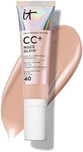 IT Cosmetics CC+ Nude Glow (Medium Cool) - Medium Coverage Foundation with SPF 40 & Brightening Glow Serum, Lightweight Skin Tint, 2% Niacinamide + Hyaluronic Acid, Up to 24H Hydration - 1.08 fl oz