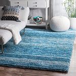 AZAAN CARPETS Handwoven 3D Texture Super Soft Shag Area Rug Carpet, 4X6 Feet -Colour Tourquise-Mixture,