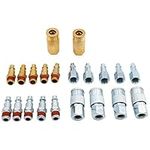 FIXSMITH Coupler Plug Accessory Kit - 21pcs Air Quick Coupler and Plug Kit with Plastic Storage Case,Quick Connect Air Fittings,I/M Type,1/4 in NPT,Steel/Brass Couplers & Plugs,Air Tool Fittings.