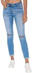 Resfeber Women's Ripped Boyfriend Jeans Stretch Distressed Jeans Capri Mom Jean with Hole