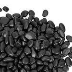 Mr. Fireglass Black Polished Pebbles, 3/8" Aquarium Rocks Natural Decorative River Rocks Gravel for Indoor Plants,Vases, Landscaping, Succulents and Home Decor (2-lb Bag)