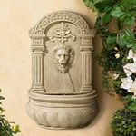 Lion Face Roman Outdoor Wall Water Fountain 31" High for Garden Patio Yard Deck Home Entryway Lawn Porch House Exterior Balcony - John Timberland