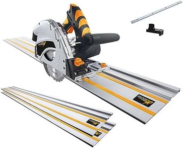 Woodster Tauchsäge Divar55 inkl. 2x 700mm Führungsschiene | 55 mm Schnitttiefe | 1200W | Sägeblatt Ø 160mm / 24Z | Schrägstellung 0-45° | inkl. Schienenverbinder und Kippschutz