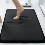 Onlyeasy Memory Foam Bath Mat Non Slip Absorbent Super Cozy Velvet Bathroom Rug Carpet, Machine Washable (20''x32'', Black)