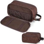 PAVILIA Toiletry Bag for Men, Travel Toiletries Bag | Water-resistant Dopp Kit, PU Leather Shaving Pouch Organizer for Accessories, Cosmetic, Hygiene, Grooming Essentials (XL, Dark Brown)
