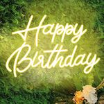 LED Happy Birthday Neon Sign Night Happy Birthday Sign With Dimmable Switch Party Decorations Warm White USB Operated Decorative for Backdrop Party Bedroom Wall Décor 5v