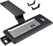 PEGZONE Keyboard Tray Under Desk with Storage Drawer, Height Adjustable Keyboard Tray Slide Out Swivel Tilt, Ergonomic Under Desk Mount Keyboard & Mouse Holder for Gaming Home Office, 25x11'', Black