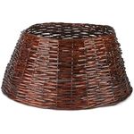 Bravich Brown Willow Christmas Tree Skirt-Wooden Wicker Natural Basket Stand For Tree Base.Hidden Storage Tidy Cover Decoration- For Real & Artificial Christmas Tree. Xmas Home Accessories-70 x 28cm