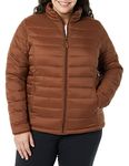 Amazon Essentials Women's Lightweight Long-Sleeved, Water-Resistant, Packable Puffer Jacket (Available in Plus Size), Dark Toffee Brown, L