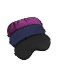 Hochoek Silk-Sleep-Mask Eye-Mask Eye-Cover Eyeshade - 100% Silk Soft Adjustable Strap Eye Cover(Black+Dark Blue+Purple)