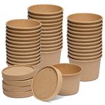 Comfy Package [8 oz. - 25 Count Kraft Paper Food Containers with Vented Lids - To Go Hot Soup Bowls, Disposable Ice Cream Cups, Ideal for Hot and Cold Foods