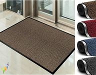 Abaseen Door Matts Indoor & Outdoor Washable Large Kitchen Barrier Mat Heavy Duty Non-slip Rubber Back Entrance Rug Shoes Scraper Super Absorbent Front Door Mat Carpet (120x180 cm, Brown)