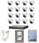 CP PLUS 2.4mp IR Camera (16Channel DVR, 16 Indoor Dome Camera, 4TB HDD, 20amp Power Supply and Connectors)