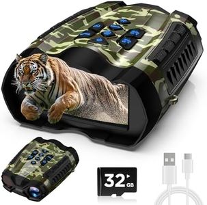 WARMTUYO Night Vision Goggles, 4K Binoculars with Camera, 3.5" HD Display and 32GB TF Card, 9 Gear Night Vision, 10X Digital Zoom, 4000mAh Battery Nightvision