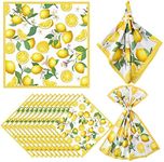 Qeeenar 12 Pcs Lemon Cloth Napkins 