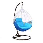 Indiid Homes Rattan Furniture Single Seater |Swing Chair With Cushion & Hook Indoor Outdoor Living Room Balcony Garden Patio Home Improvement With Stand